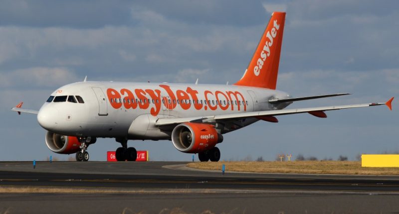 EasyJet Airbus A320-214 taxiing at Prague Airport.