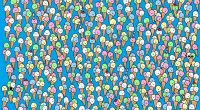 Illustration of a puzzle: find the lollipop hidden among many ice cream cones.