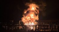 Large fire at an electrical substation.