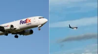 FedEx plane catches fire midair before making emergency landing