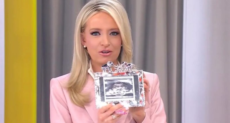 Screenshot of a news segment announcing a pregnancy.