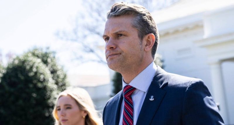 Secretary of Defense Pete Hegseth speaking to the media at the White House.