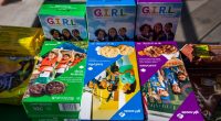 Girl Scout cookie boxes.