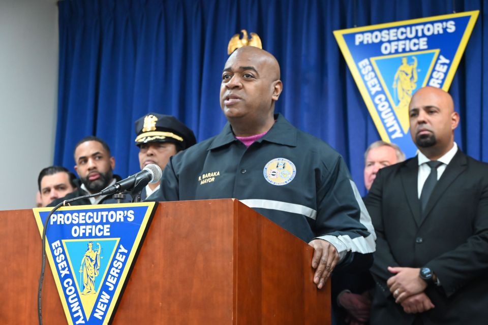 Newark Mayor Ras Baraka speaks at a press conference on a police shooting.