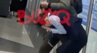 A man holding a security officer hostage at an airport.