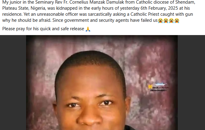 How Kidnapped Plateau Catholic priest escapes from k!dnappers in Abuja
