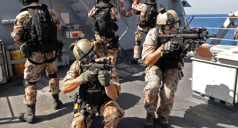Danish Maritime Special Operations Force soldiers on a ship.