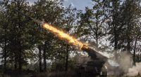 Grad rocket launching during a Ukrainian counterattack.