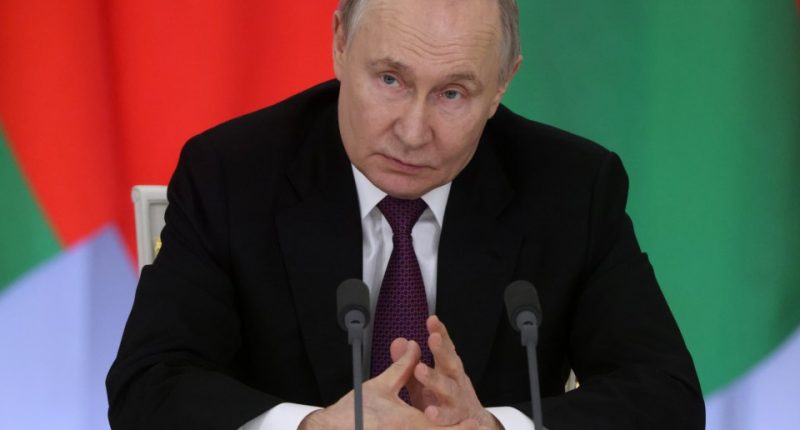 Vladimir Putin at a press conference.