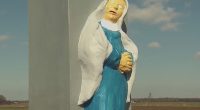 Renovated shrine statue in Studzionka, Poland.