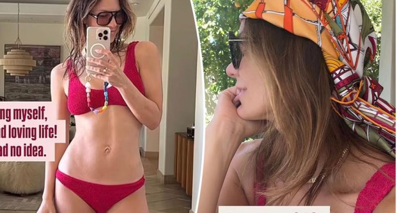 Katharine McPhee poses in fiery red bikini to honor 'last day of 40'