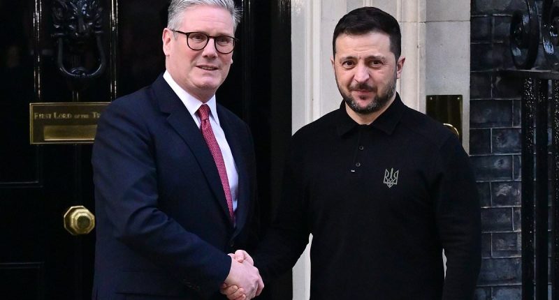 Keir Starmer hugs Volodymyr Zelensky at Downing Street
