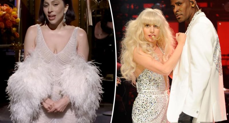 Lady Gaga pokes fun at her 2013 performance with R. Kelly during 'SNL' monologue