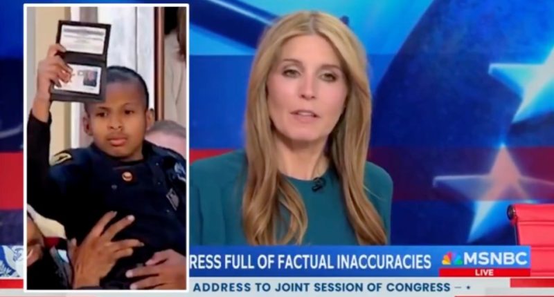 MSNBC host shown alongside a young boy holding a police badge.