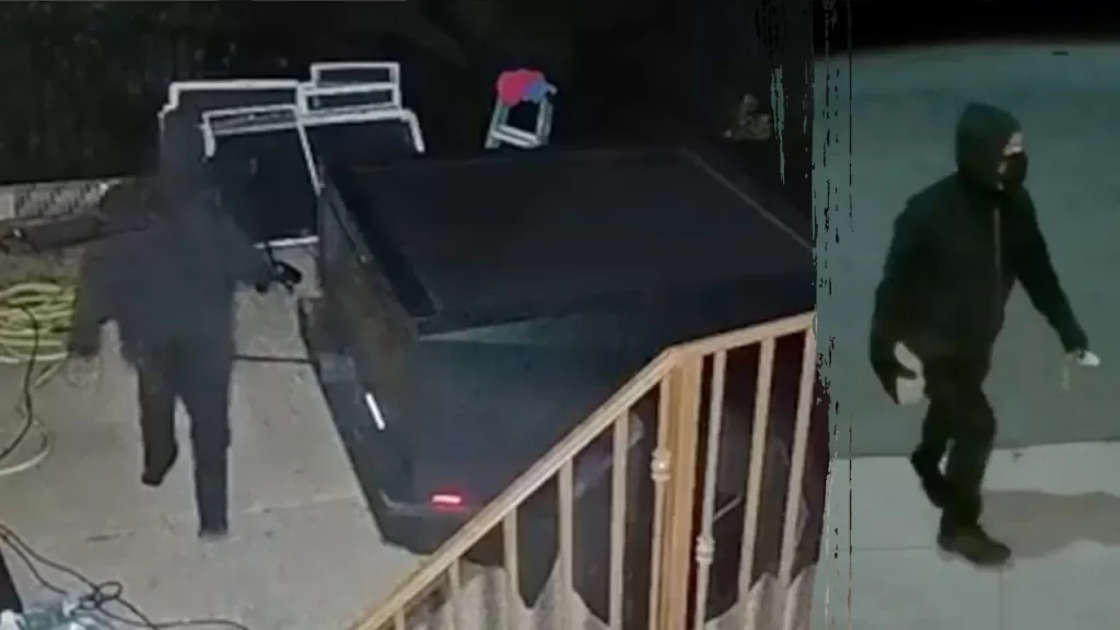 Masked Tesla vandal wrecks Cybertruck, leaves note for homeowner in attack caught on video