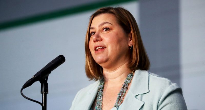 Representative Elissa Slotkin speaking at a podium.