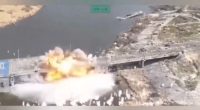 Ukraine's air forces destroy a key bridge over the Konka River in Russia-occupied Oleshky, Kherson region, in an airstrike.