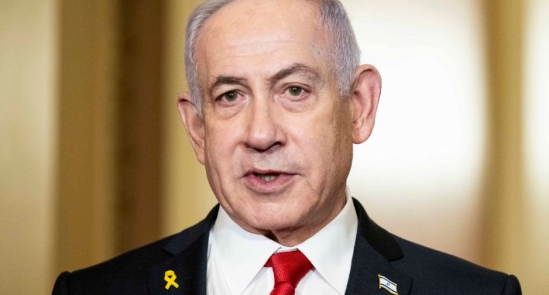 Benjamin Netanyahu speaking at the U.S. Capitol.