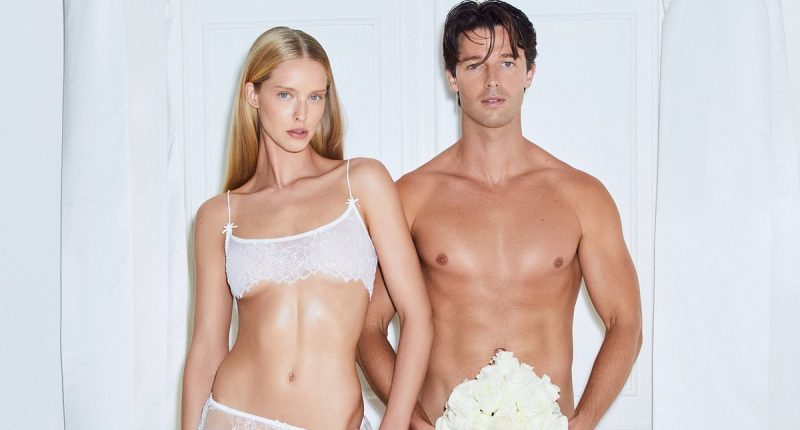 Patrick Schwarzenegger and his fiancée strip down to their underwear