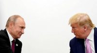 Vladimir Putin and Donald Trump facing each other.