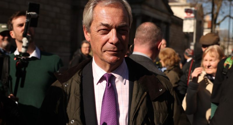 Nigel Farage at a farmer's protest in London.
