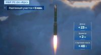 Illustration of a hypersonic missile launching.