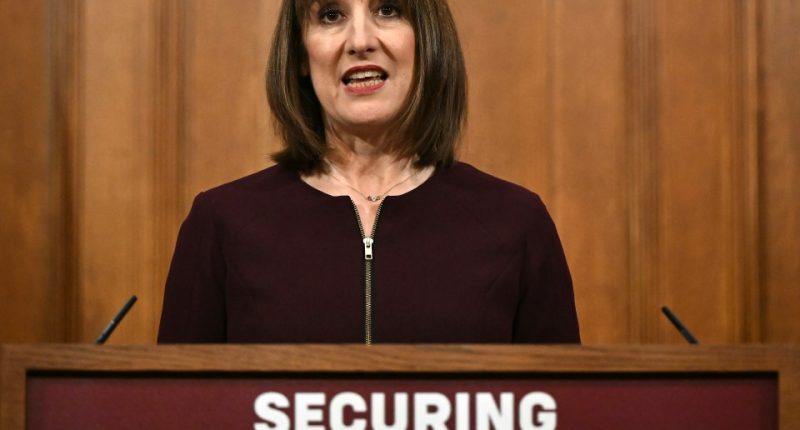 Rachel Reeves, Chancellor of the Exchequer, speaking at a press conference.