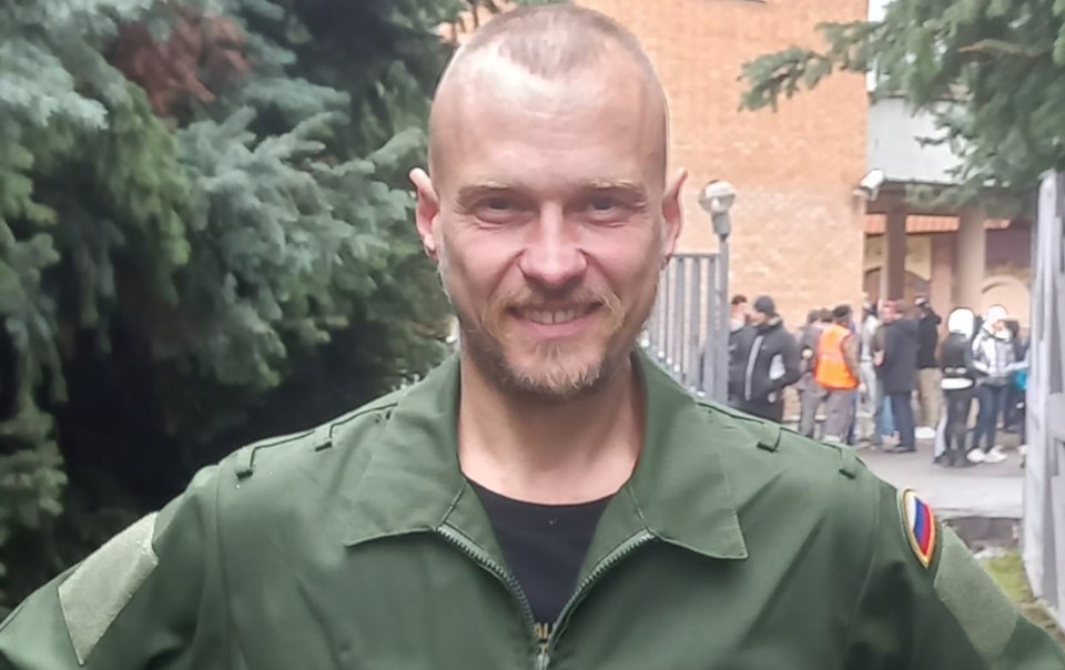 Alexei Oleinik, a Russian porn star, in military uniform.