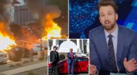 The Daily Show co-host Jordan Klepper calls out audience for cheering Tesla terrorism