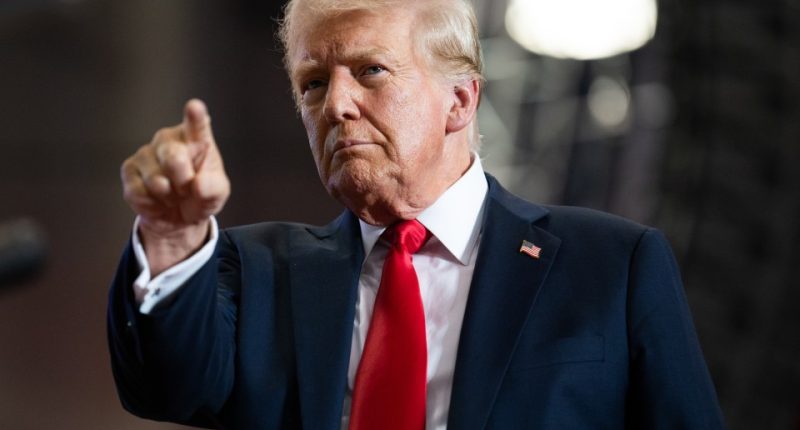 Donald Trump speaking at a rally.