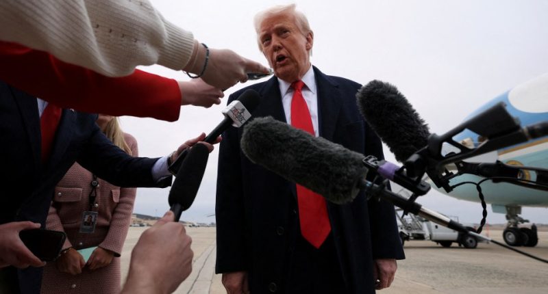 Donald Trump speaking to reporters.