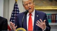 President Trump speaking at a podium.