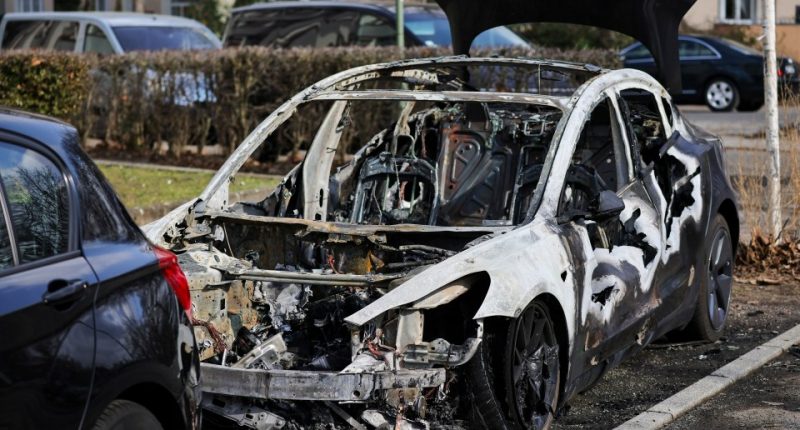 Burned-out Tesla.
