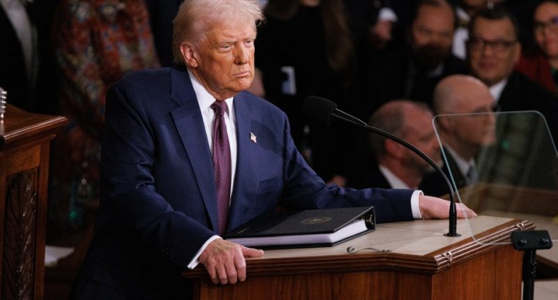 President Trump giving a speech to Congress.