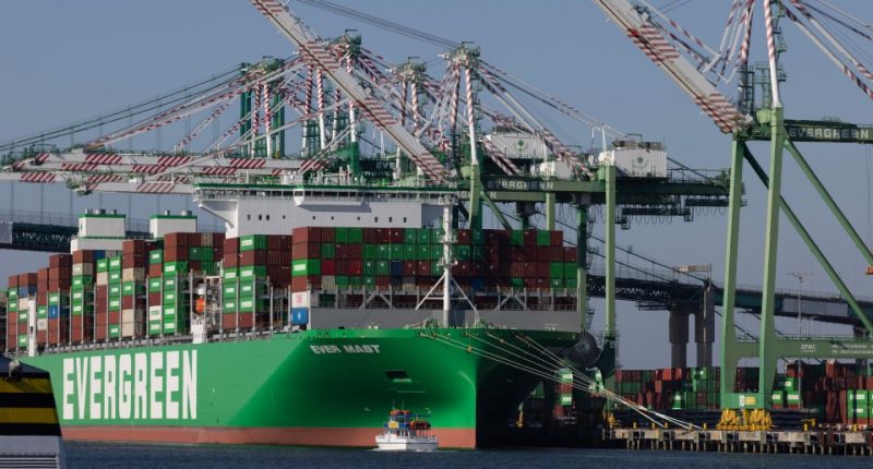 Cargo ship at the Port of Los Angeles.