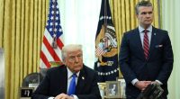 President Trump and Secretary of Defense Hegseth in the Oval Office.