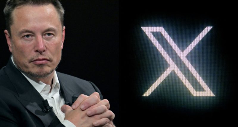 Elon Musk and the X logo.