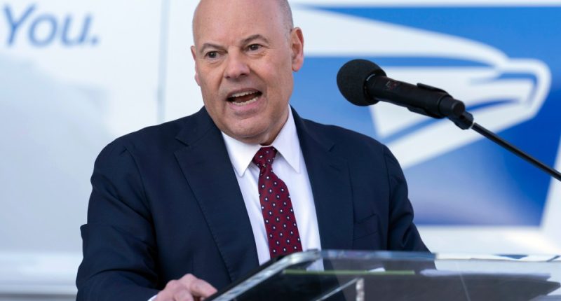 Louis DeJoy, Postmaster General of the United States, speaking at a news conference.
