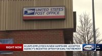 USPS building with news banner about early retirement incentives.