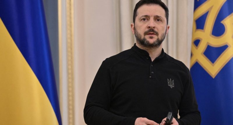 President Zelensky at a press conference in Kyiv.