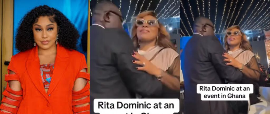 Video of man tightly hugging Rita Dominic in Ghana stirs reactions -