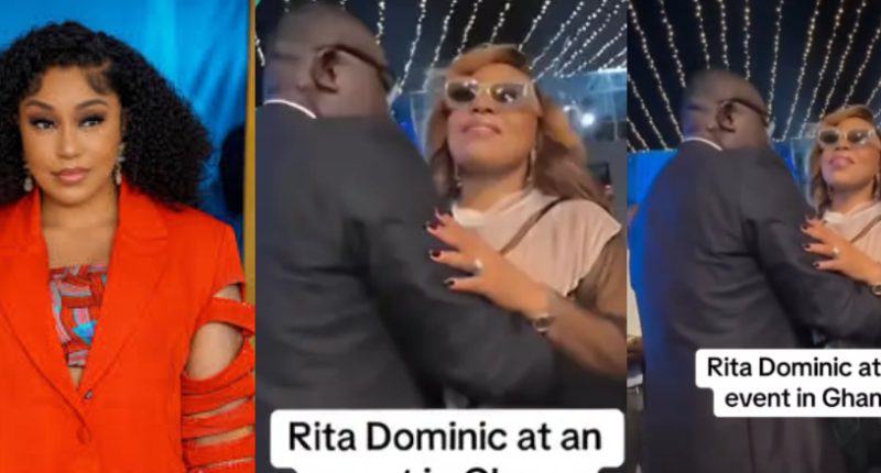 Video of man tightly hugging Rita Dominic in Ghana stirs reactions -