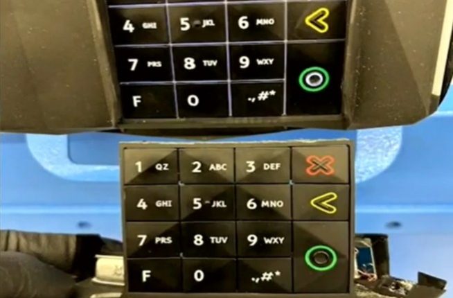 Card skimming device found at Walmart.