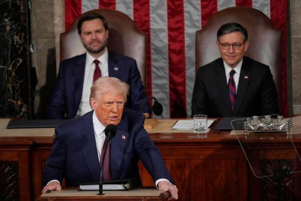 President Donald Trump addressing a joint session of Congress.