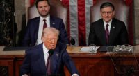 President Donald Trump addressing a joint session of Congress.