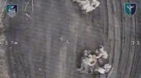 Aerial view of destroyed North Korean quadbike troops near Kursk.