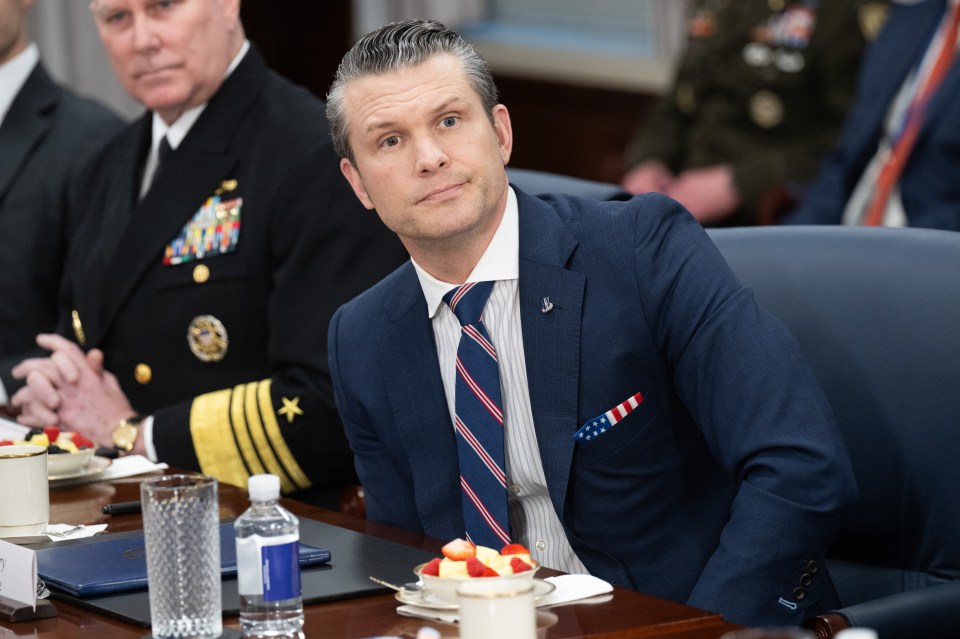 Pete Hegseth, US Secretary of Defense, at a meeting.