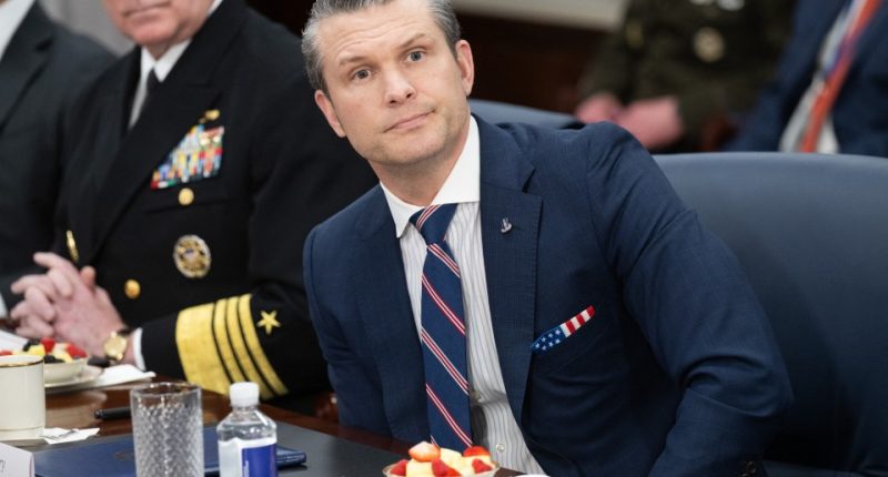 Pete Hegseth, US Secretary of Defense, at a meeting.