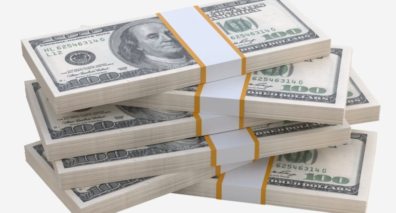 Stack of $100 bills.