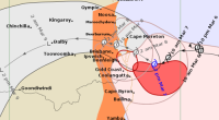 Tropical Cyclone Alfred forecast track map as of Friday afternoon.